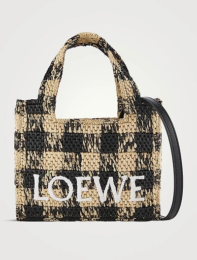 Loewe x Paula's Ibiza Mini Loewe Font Raffia Tote Bag