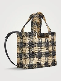 Loewe x Paula's Ibiza Mini Loewe Font Raffia Tote Bag