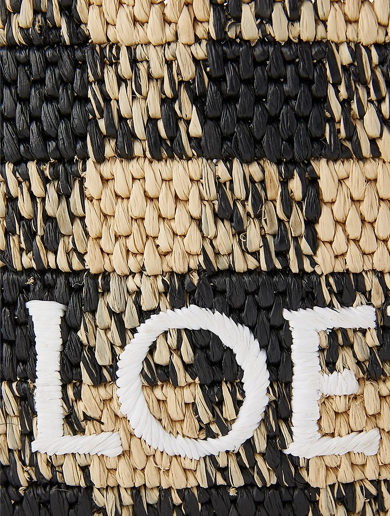 Loewe x Paula's Ibiza Mini Loewe Font Raffia Tote Bag
