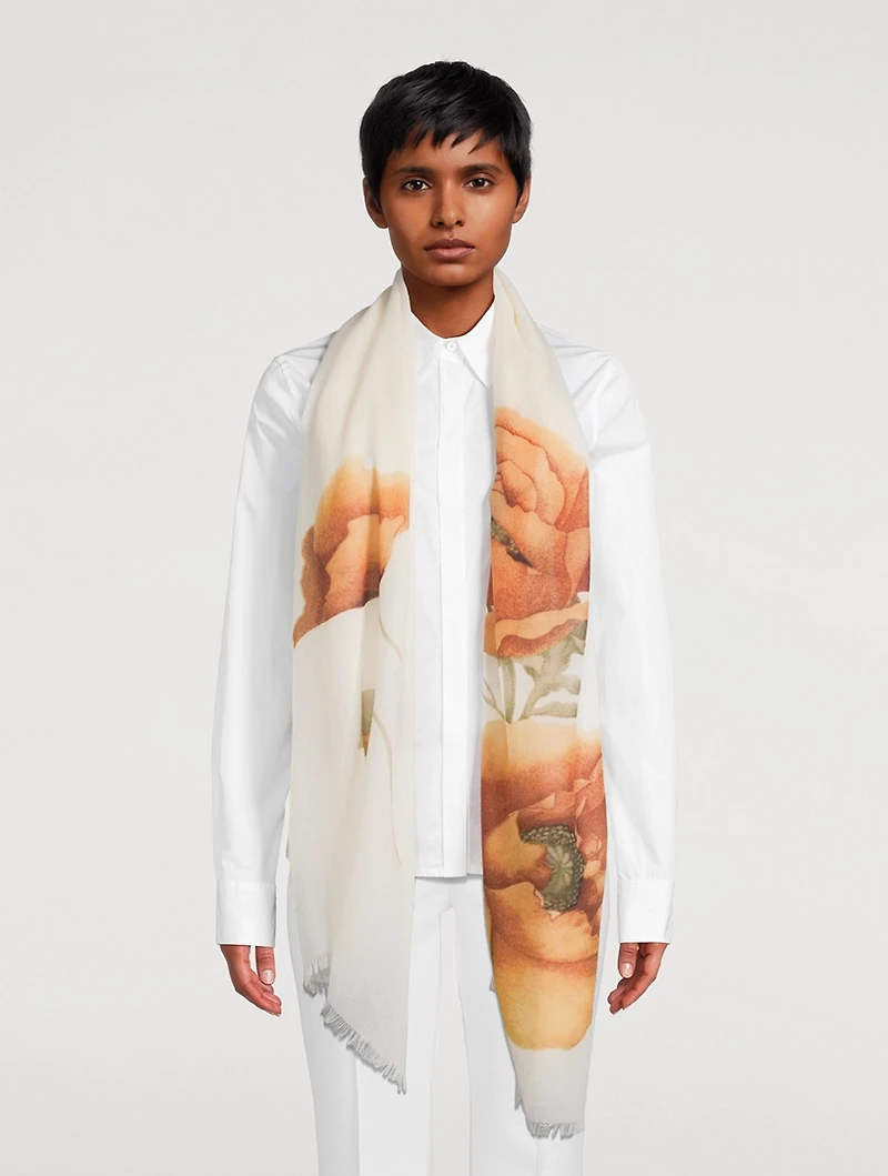 Cashmere Scarf In Anenome Print