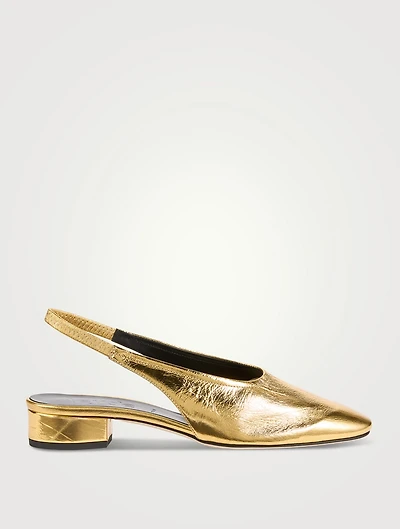 Dua Metallic Leather Slingback Pumps