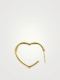 18K Gold Open Heart Hoop Earring With Diamonds