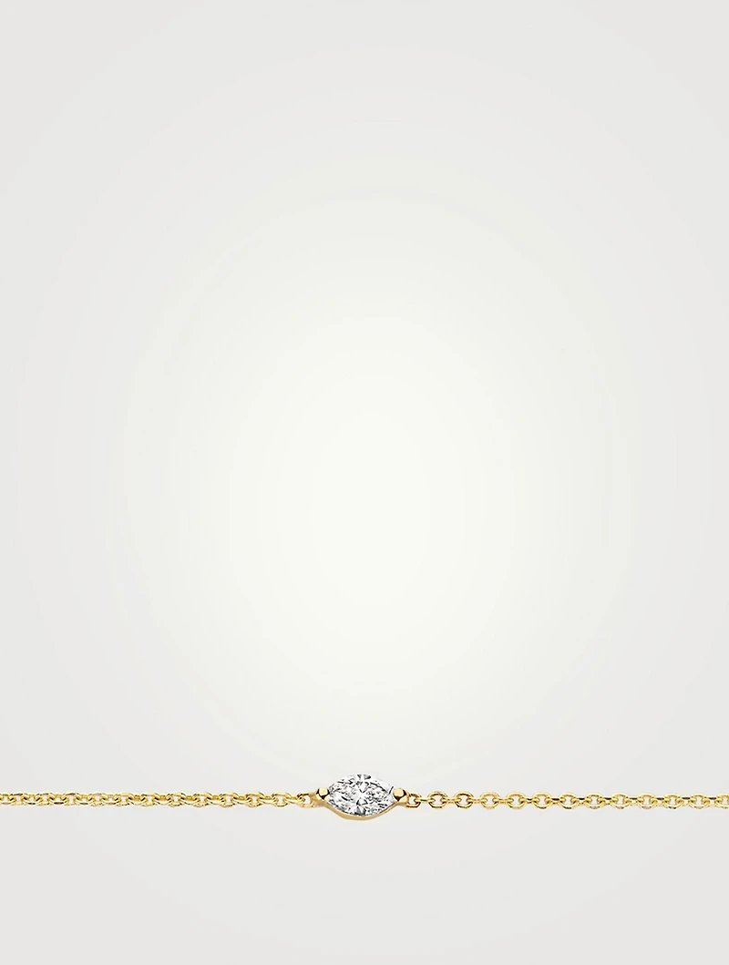 18K Gold Marquise Drop Chain Bracelet
