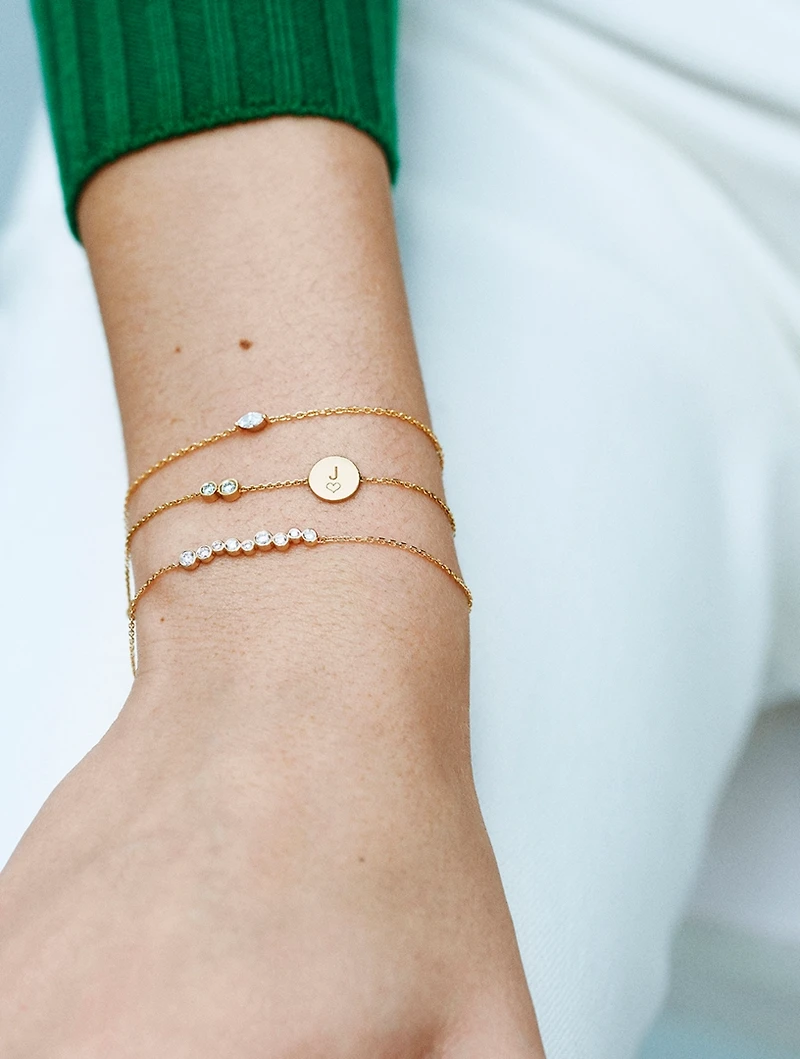 18K Gold Marquise Drop Chain Bracelet