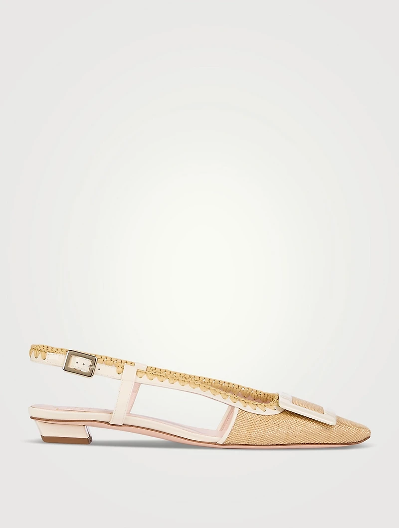 Belle Vivier Raffia Slingback Flats