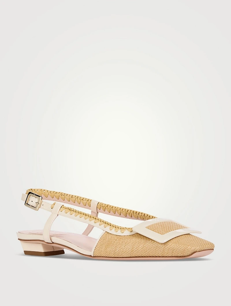 Belle Vivier Raffia Slingback Flats