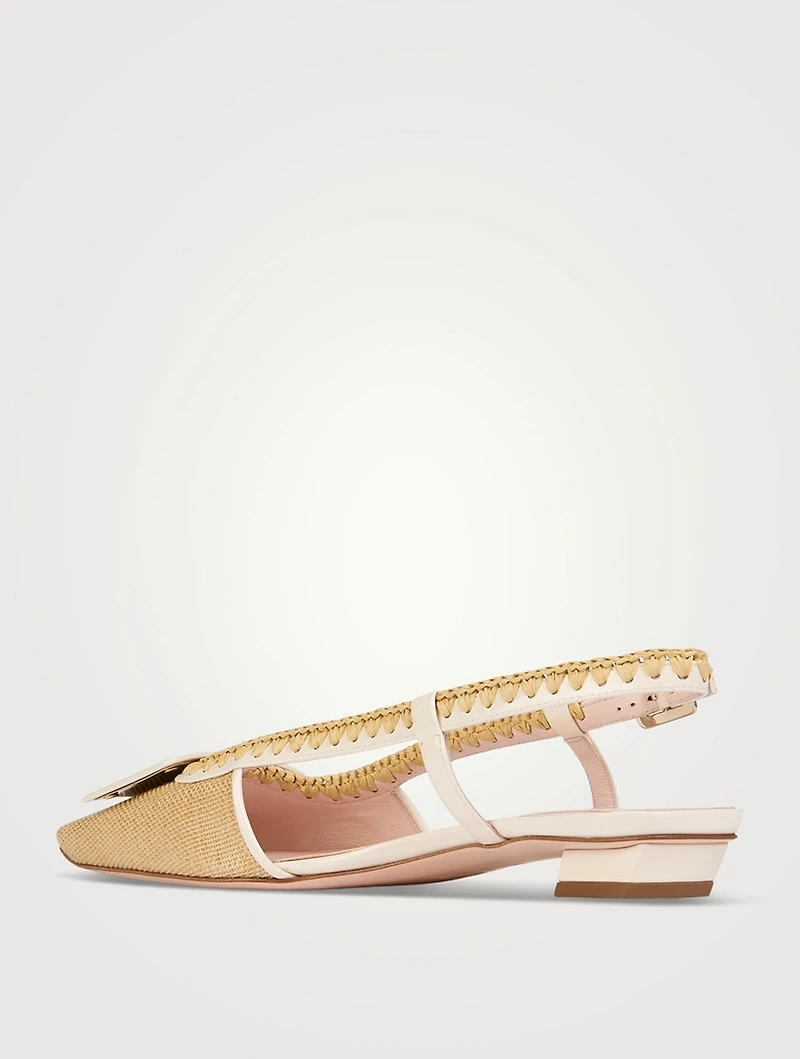 Belle Vivier Raffia Slingback Flats