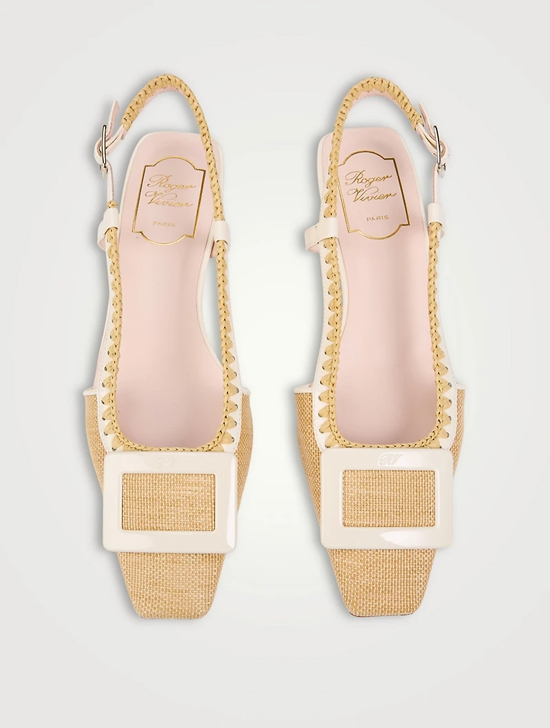 Belle Vivier Raffia Slingback Flats