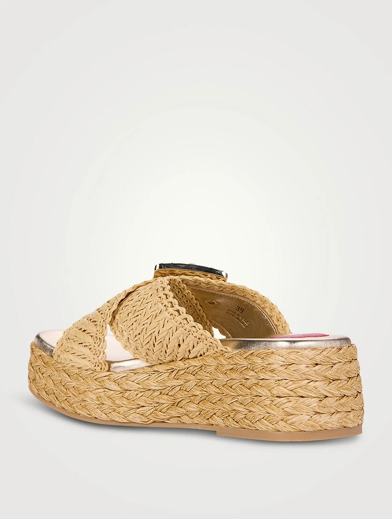 Viv' By The Sea Raffia Platform Mules