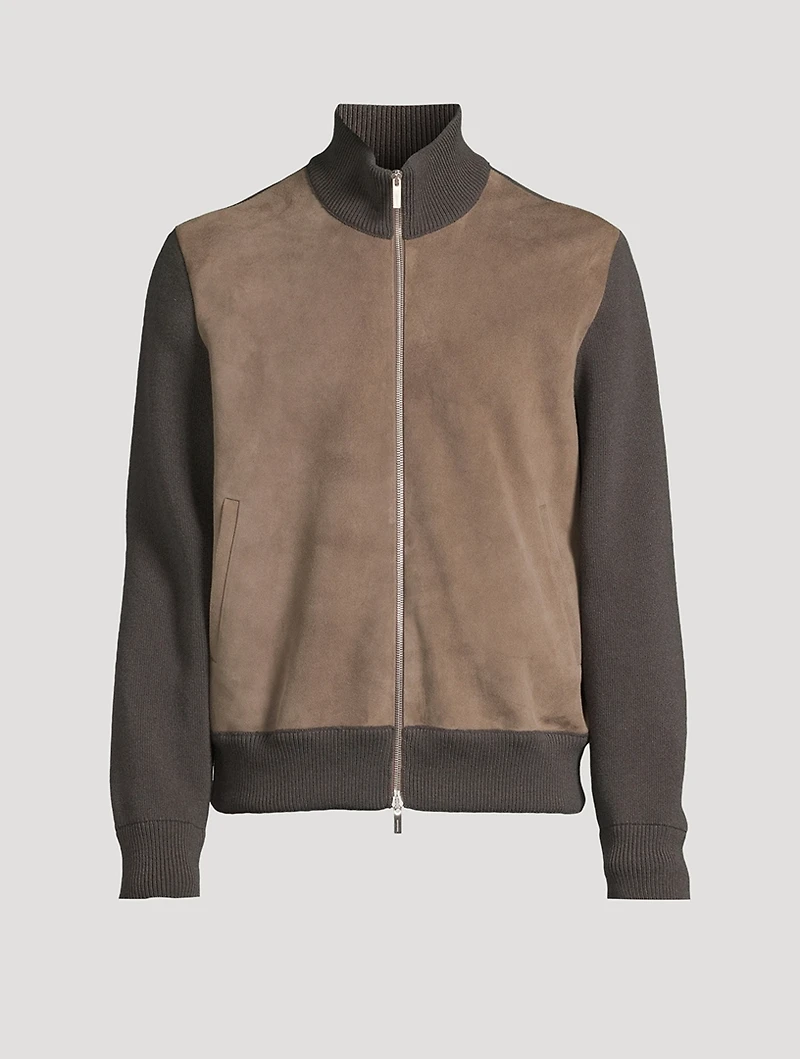 Wool Zip Jacket With Suede