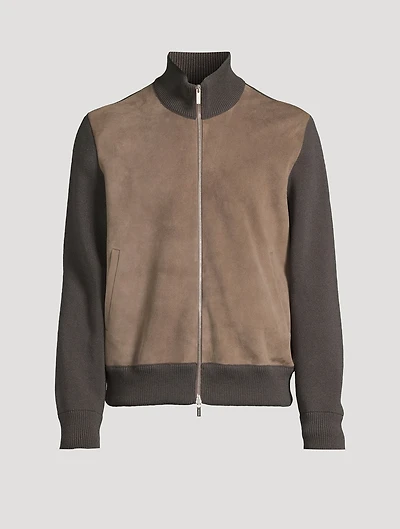Wool Zip Jacket With Suede