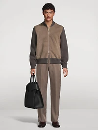 Wool Zip Jacket With Suede