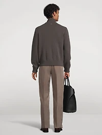 Wool Zip Jacket With Suede