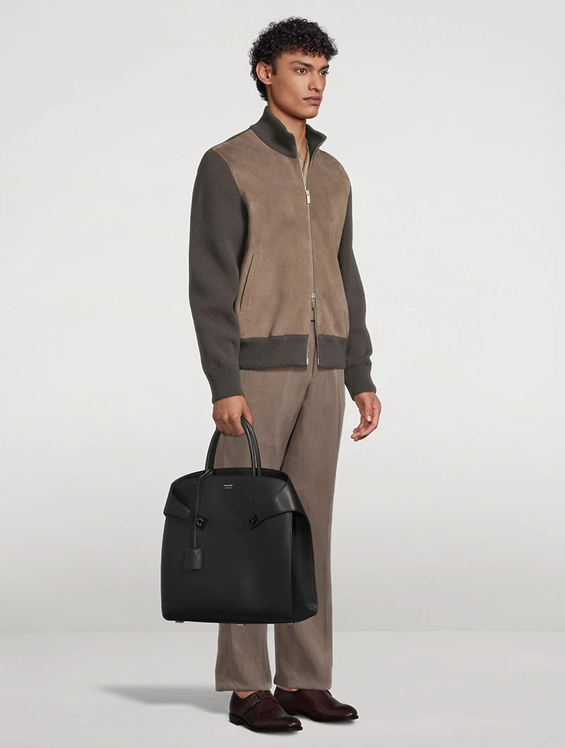 Wool Zip Jacket With Suede