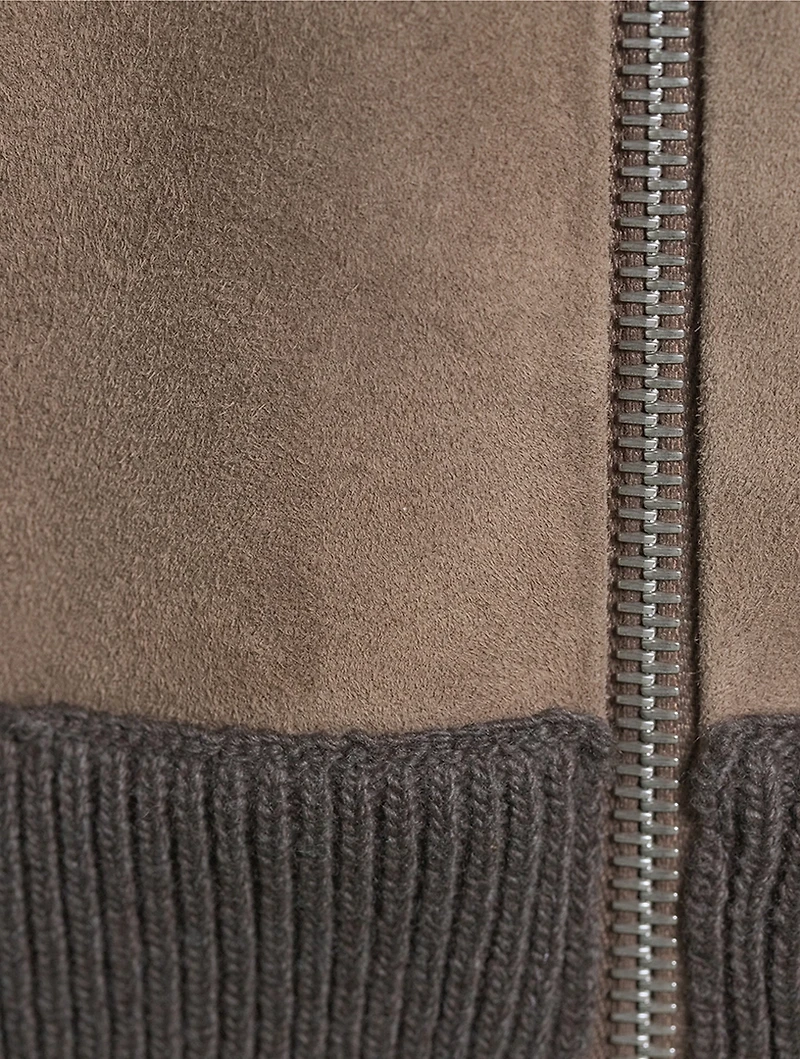 Wool Zip Jacket With Suede