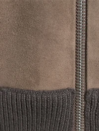 Wool Zip Jacket With Suede