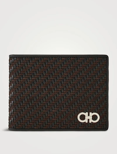 Gancio Woven Leather Bi-Fold Wallet