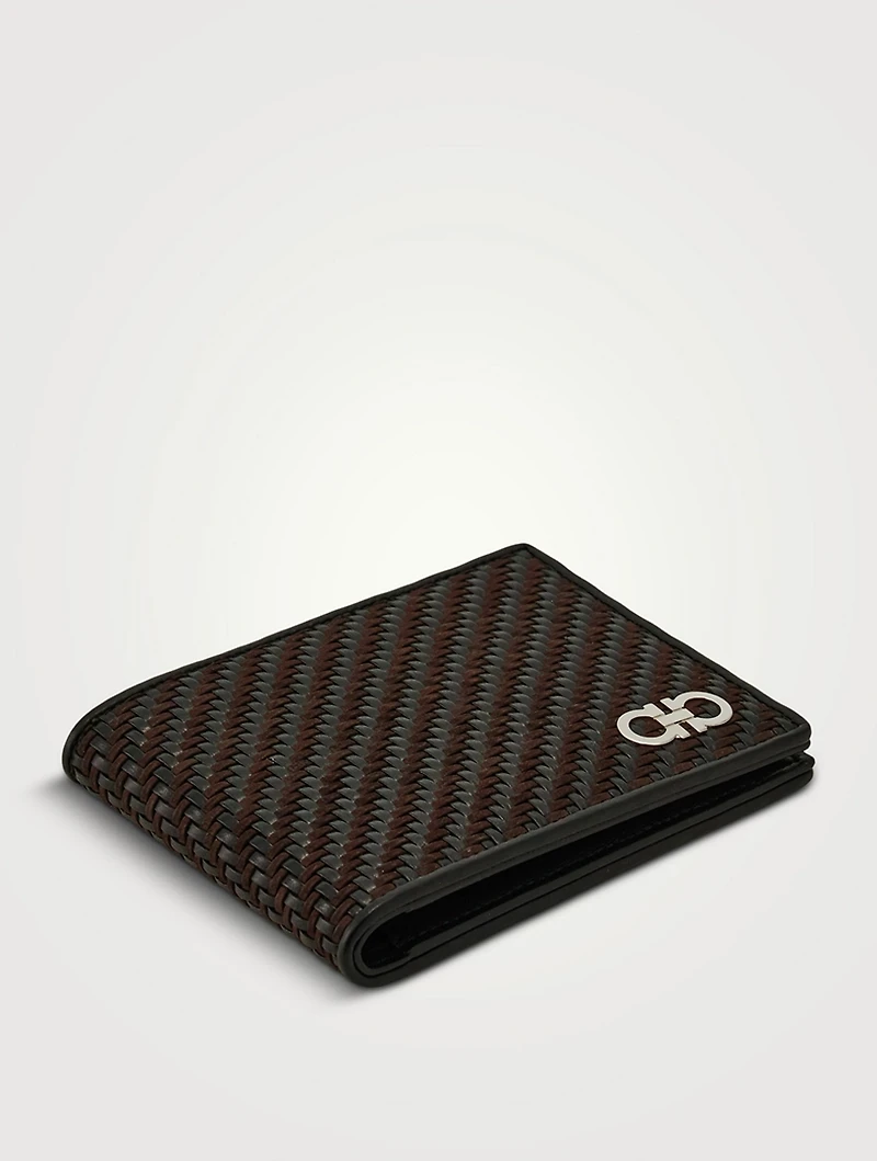 Gancio Woven Leather Bi-Fold Wallet