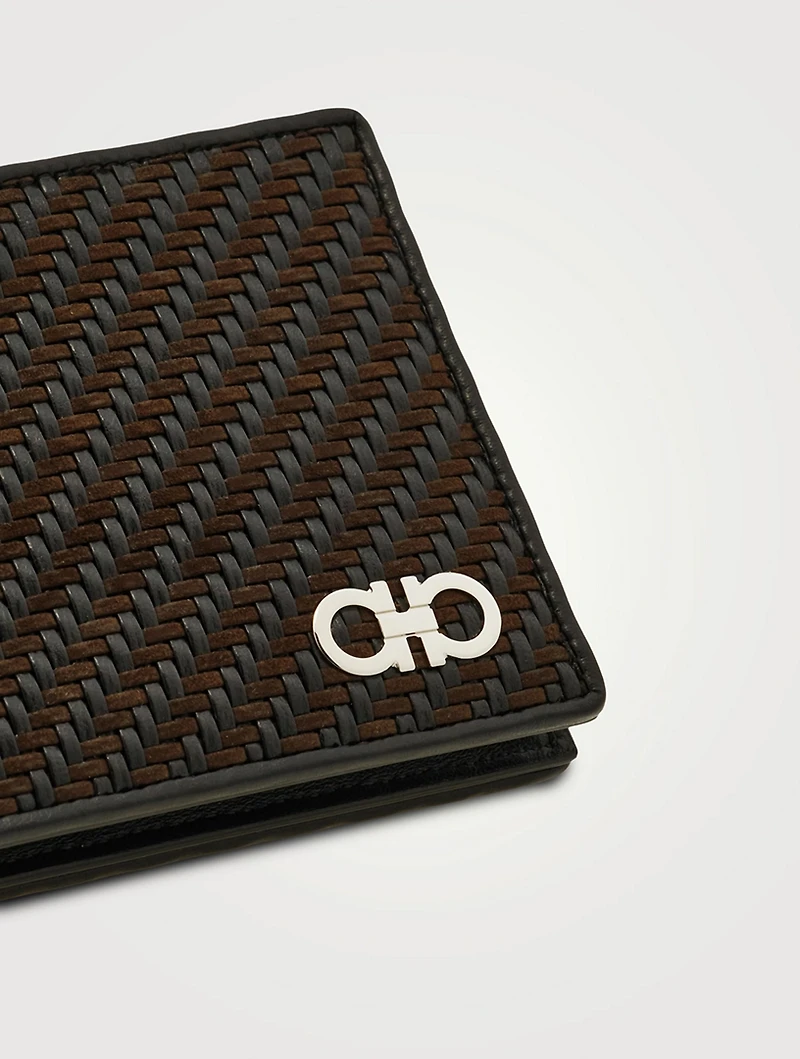 Gancio Woven Leather Bi-Fold Wallet
