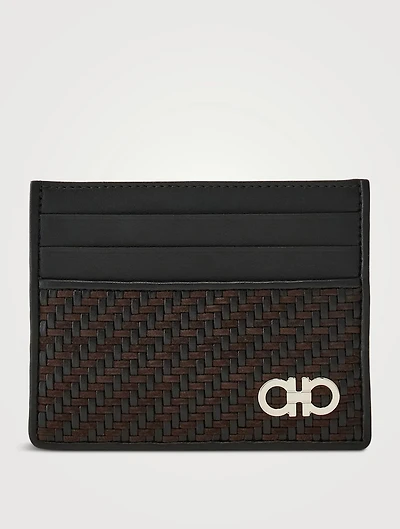 Gancio Woven Leather Card Holder