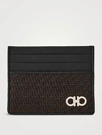 Gancio Woven Leather Card Holder