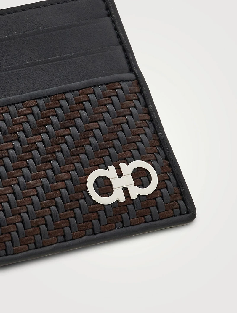 Gancio Woven Leather Card Holder