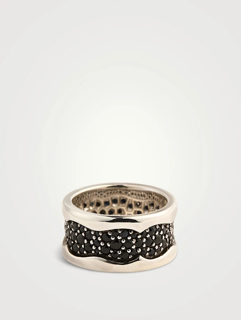 Rayman Silver Ring With Pavé Black Sapphire
