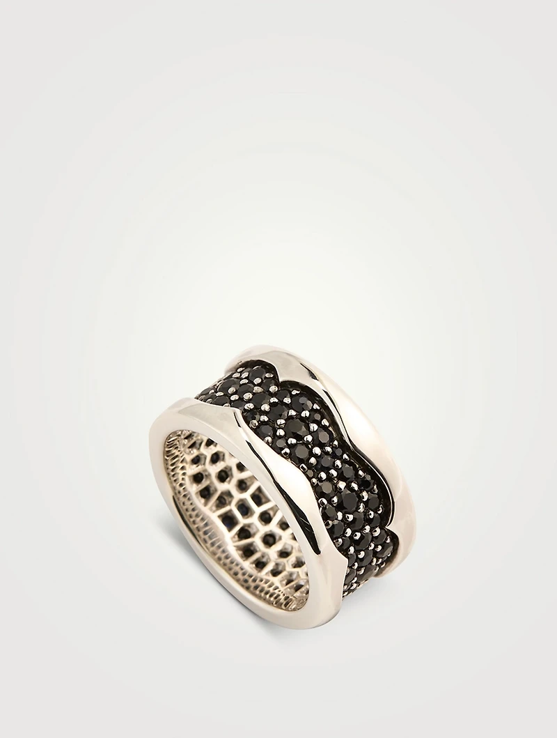 Rayman Silver Ring With Pavé Black Sapphire