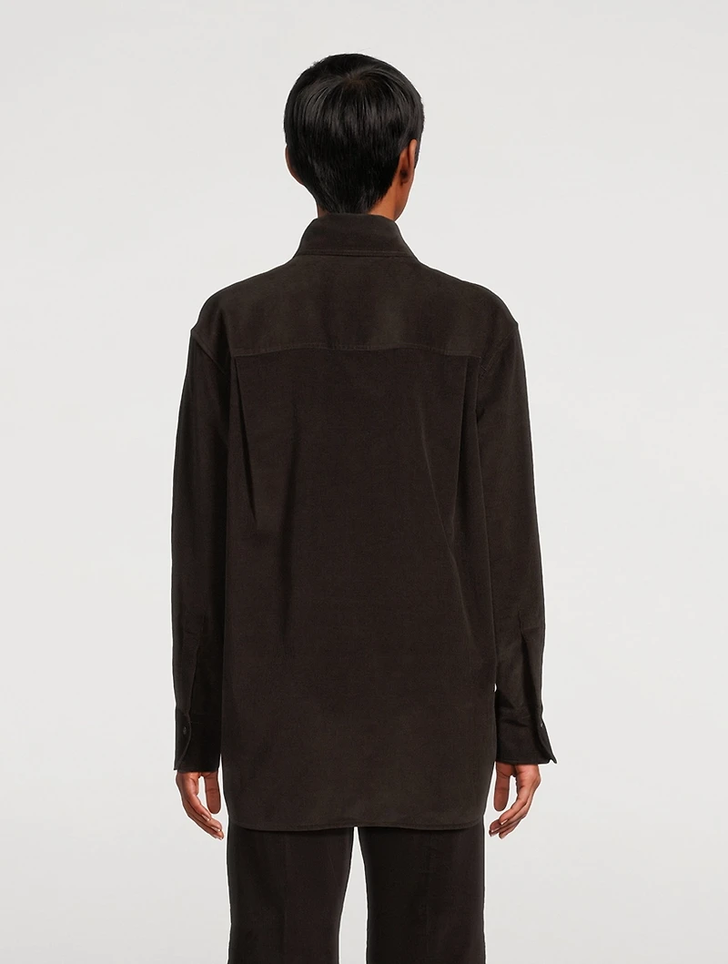 Tie-Neck Corduroy Shirt