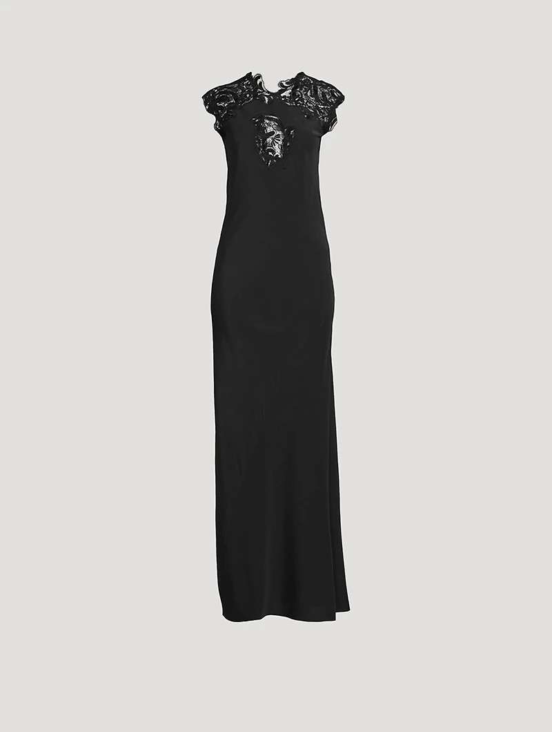 Lace-Trimmed Silk Gown