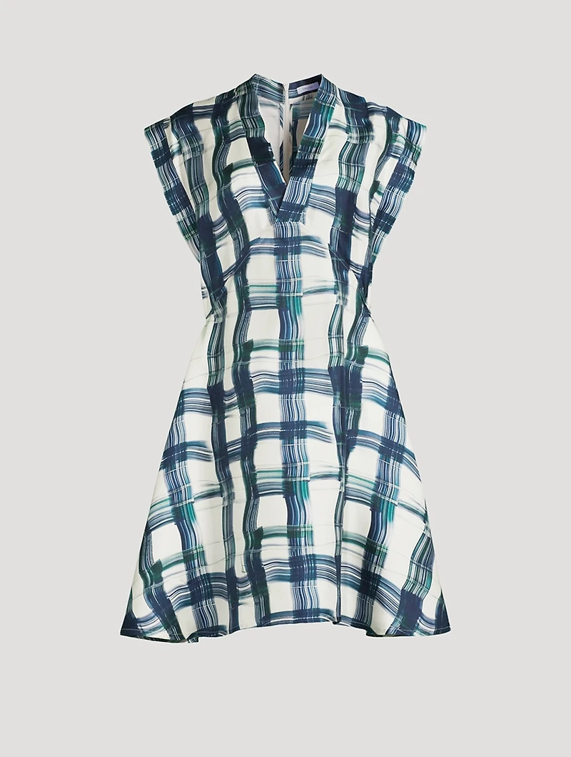 Silk Dress Stylized Tartan Print