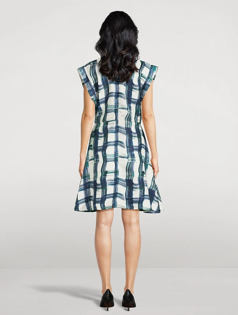 Silk Dress Stylized Tartan Print