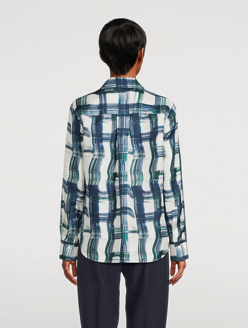 Silk Shirt Tartan Print