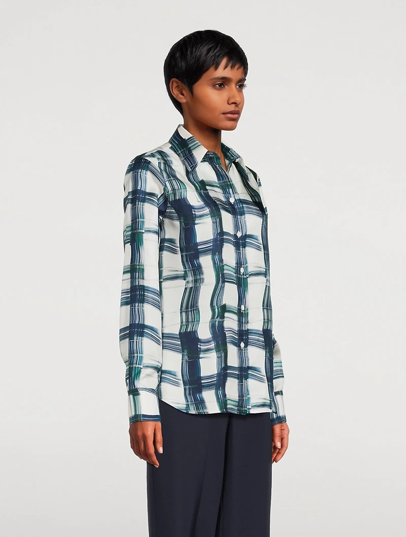 Silk Shirt Tartan Print