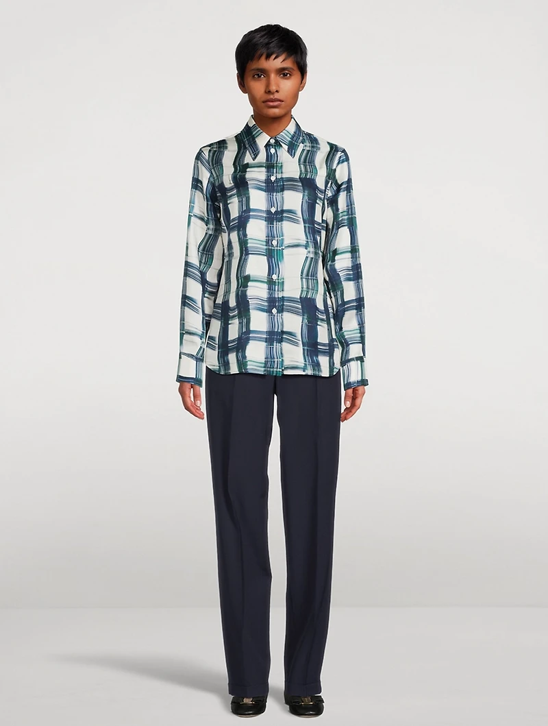 Silk Shirt Tartan Print