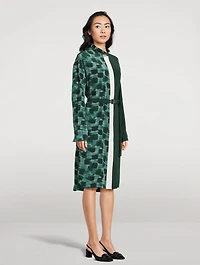 Mixed-Print Silk Shirt Dress