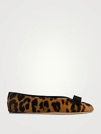 Vanna Pony Hair Ballet Flats Leopard Print