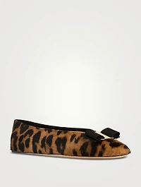 Vanna Pony Hair Ballet Flats Leopard Print