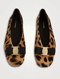 Vanna Pony Hair Ballet Flats Leopard Print