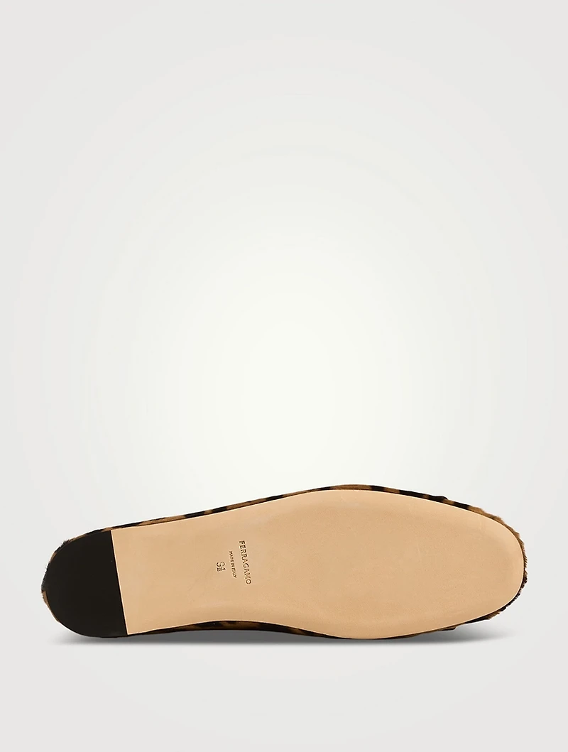 Vanna Pony Hair Ballet Flats Leopard Print