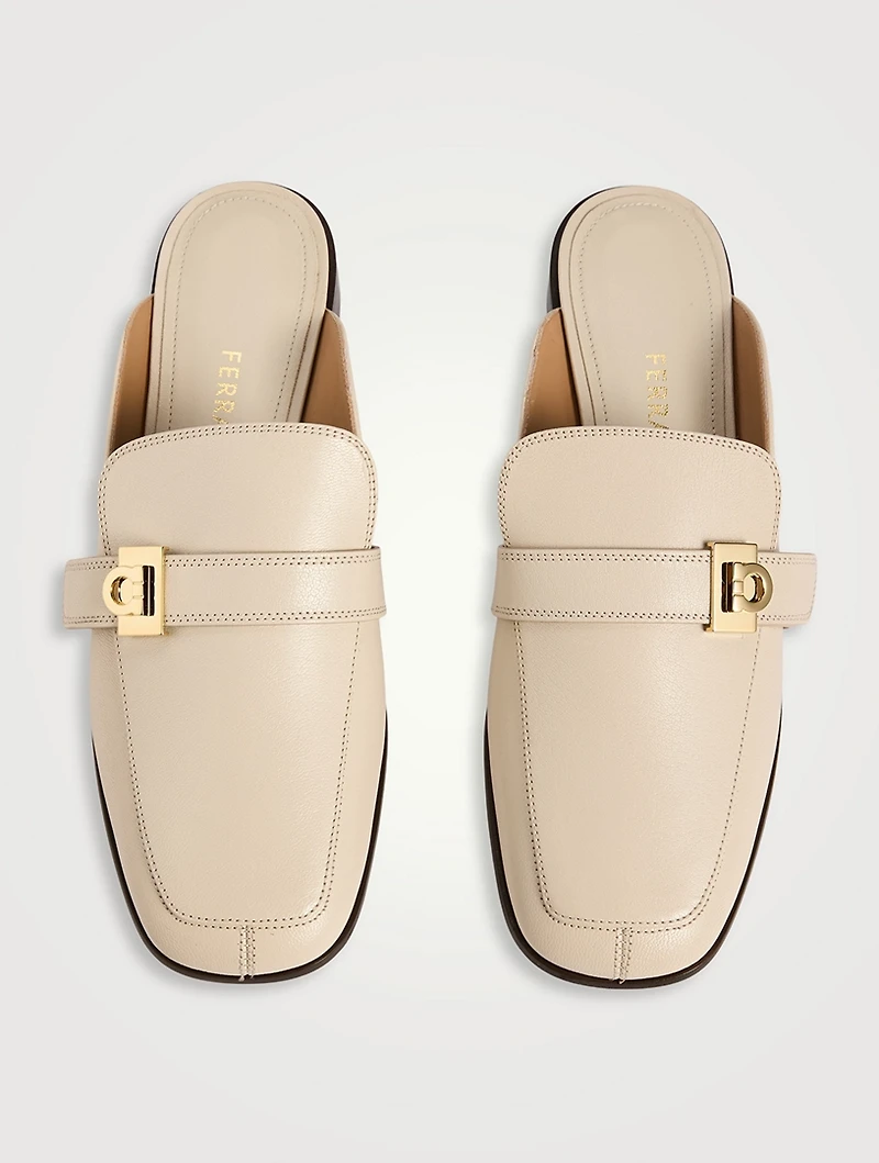 Hug Leather Loafer Mules