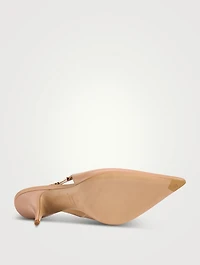 F-Buckle Leather Slingback Pumps