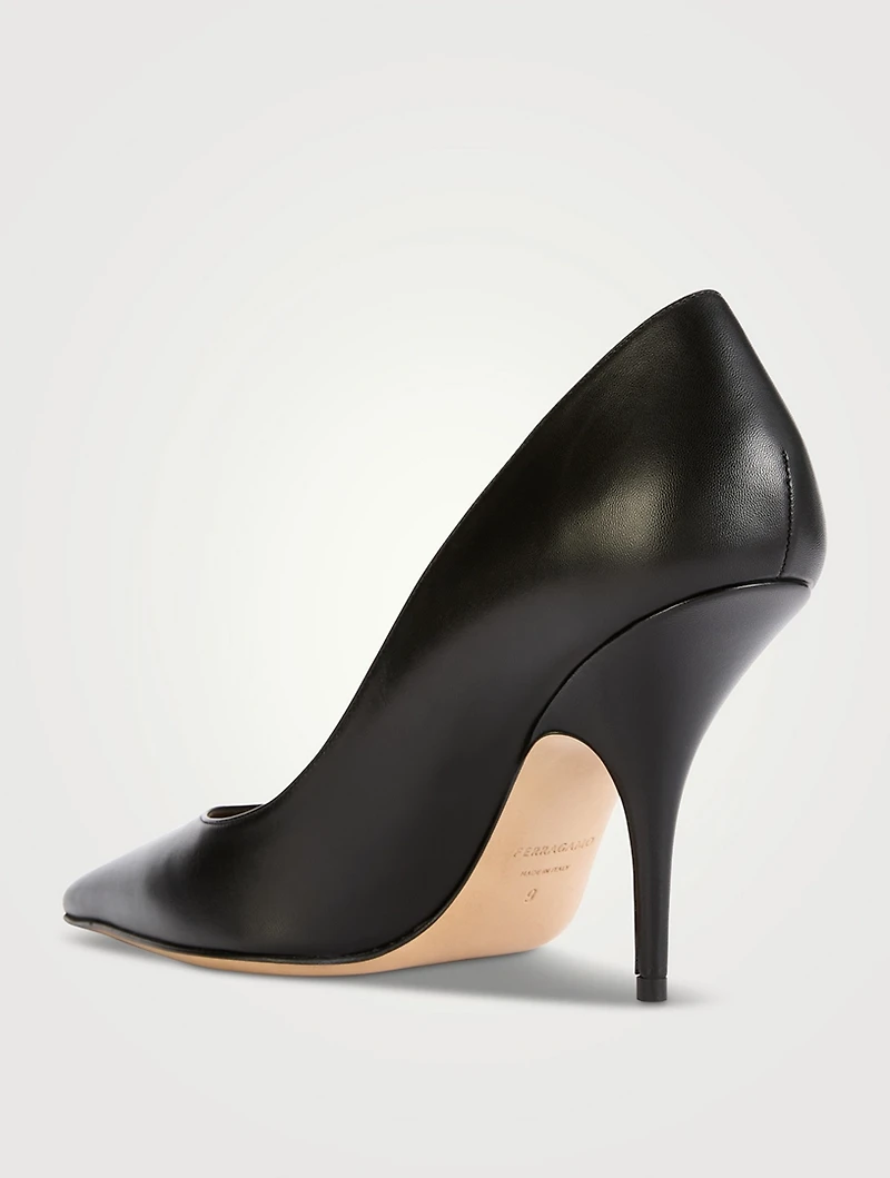 F-Buckle Leather Pumps