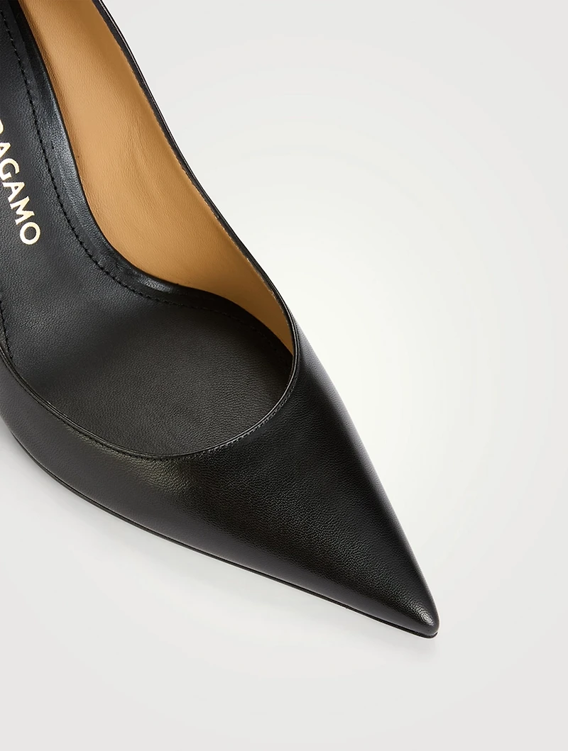 F-Buckle Leather Pumps