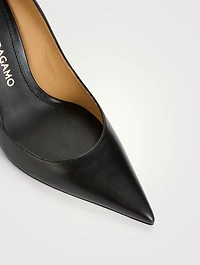 F-Buckle Leather Pumps