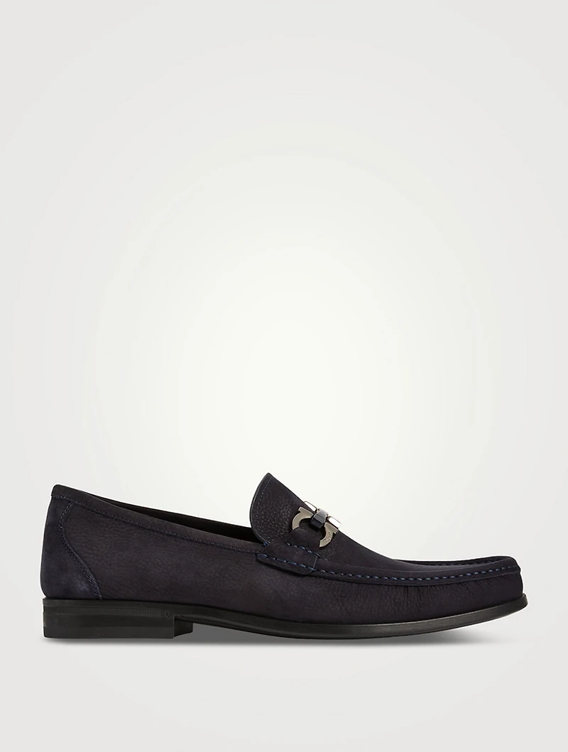 Gancini Buckle Suede Loafers