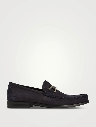 Gancini Buckle Suede Loafers