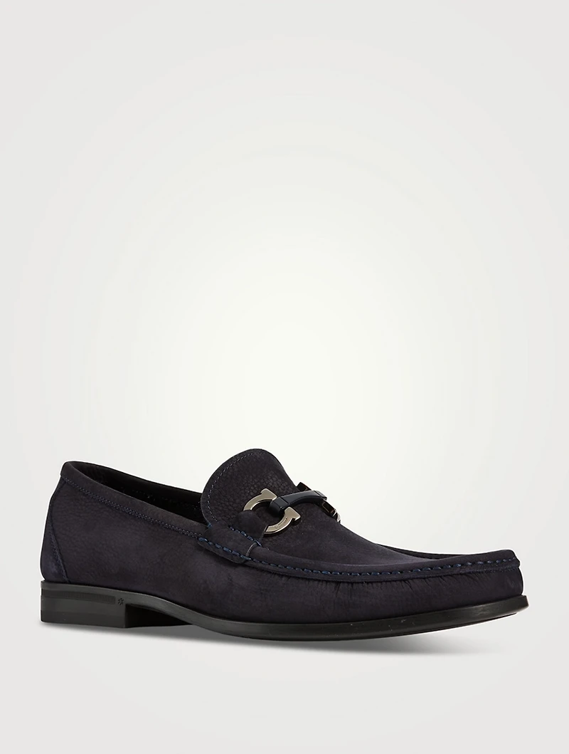Gancini Buckle Suede Loafers