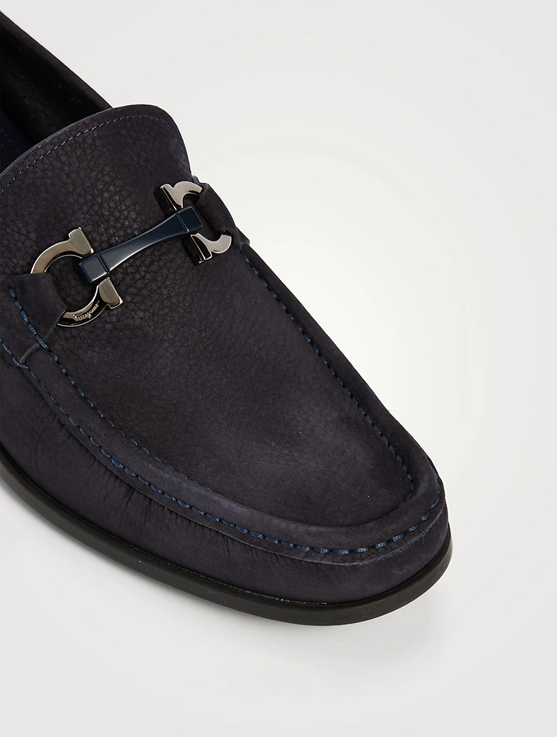 Gancini Buckle Suede Loafers