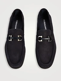 Gancini Buckle Suede Loafers